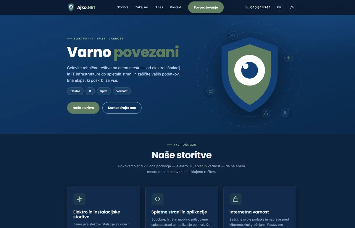 Spletna stran Ajko.NET — primer naše izdelave